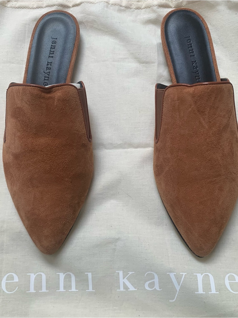 Jenni Kayne Chestnut Suede Pointed Slip-On Mules